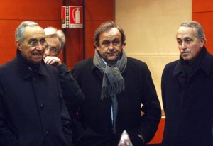 Michel Platini Presidente Fifa, Franco Carraro e Giancarlo Abete
