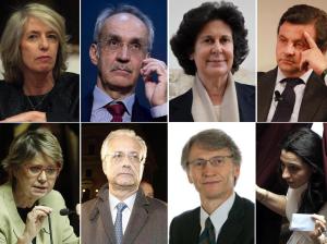 Da sinistra in alto Stefania Giannini, Pietro Ichino, Ilaria Borletti Buitoni e Carlo Calenda. Da sinistra in basso Linda Lanzillotta, Gianluca Susta, Alessandro Maran e Ilaria Tinagli (Ansa)