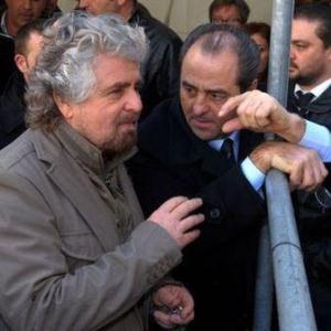 28/01/2009 MANIFESTAZIONE IO SO CONTRO LA RIFORMA DELLA GIUSTIZIA NELLA FOTO ANTONIO DI PIETRO E BEPPE GRILLO © STEFANO CAROFEI / AGF