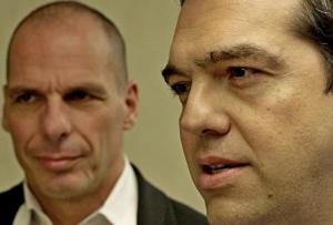 Greek Prime Minister Alexis Tsipras meets Finance Minister Yanis Varoufakis in Athens